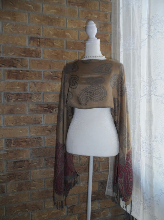 reworked paisley fringe cape top