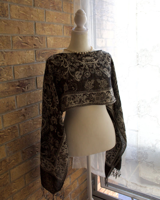reworked monochrome pashmina-style cape top