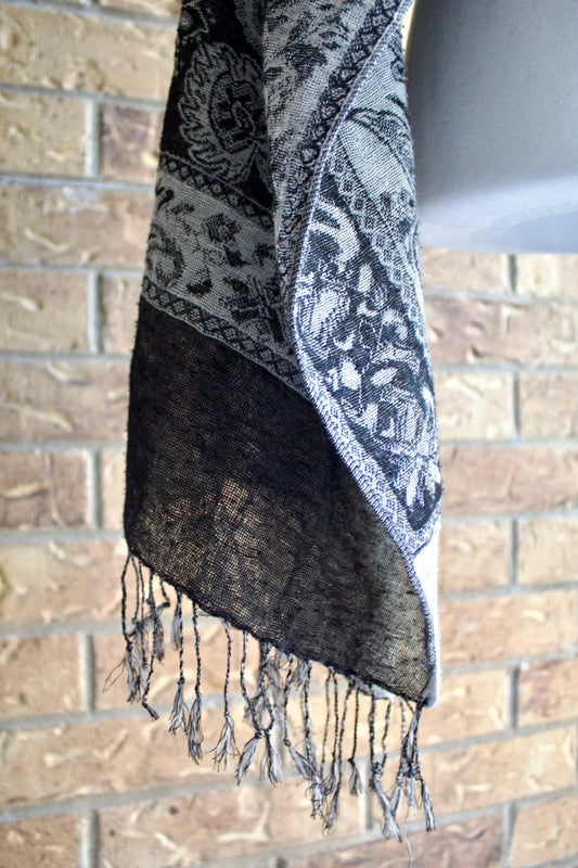 reworked monochrome pashmina-style cape top